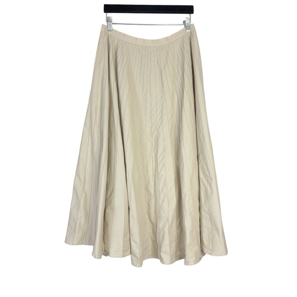 Lauren Ralph Lauren Khaki Pleated Preppy Summer Maxi Skirt Women's Size 4